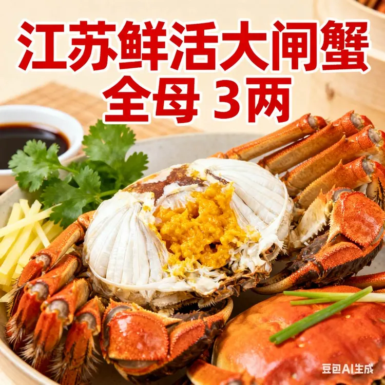 【活蟹】大闸蟹全母2.7-3.2两每只鲜活螃蟹顺丰包邮