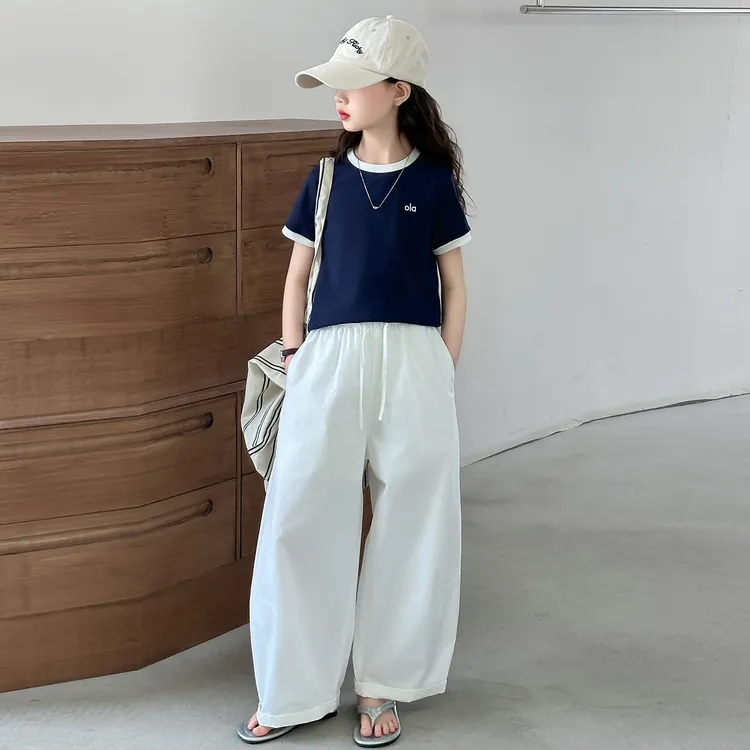 韩版女童套装夏装洋气薄款儿童休闲运动两件套夏季百搭宽松中大童
