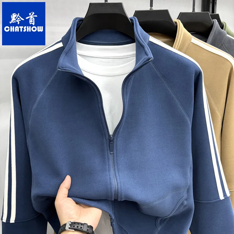 怀旧风奥利绒男士加绒立领夹克秋冬加厚时尚运动休闲百搭保暖外套