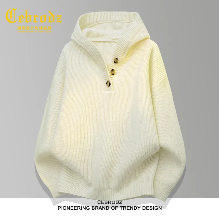 法国Cebrodz潮牌复古连帽针织衫男士秋冬季2025新款学院风毛衣潮