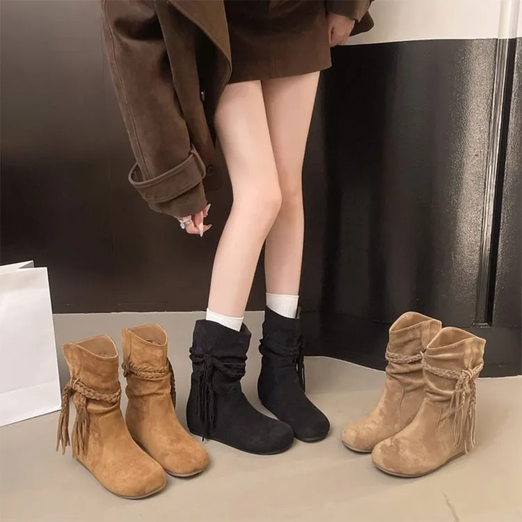 软底复古美拉德堆堆靴女2025年新款秋季厚底勃肯短筒靴西部马丁靴