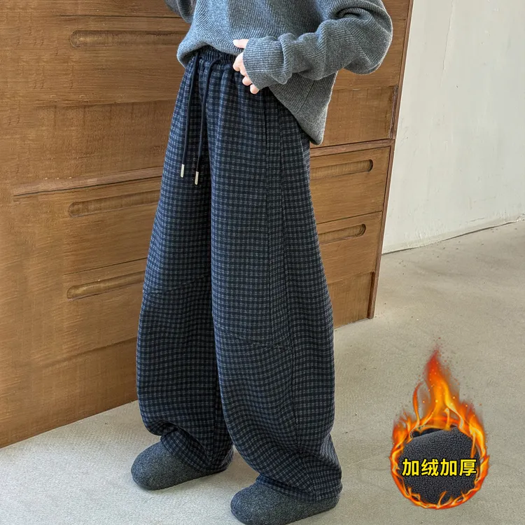 女童加绒裤子秋冬2025新款洋气儿童弯刀裤冬季大童初中生弯刀裤潮