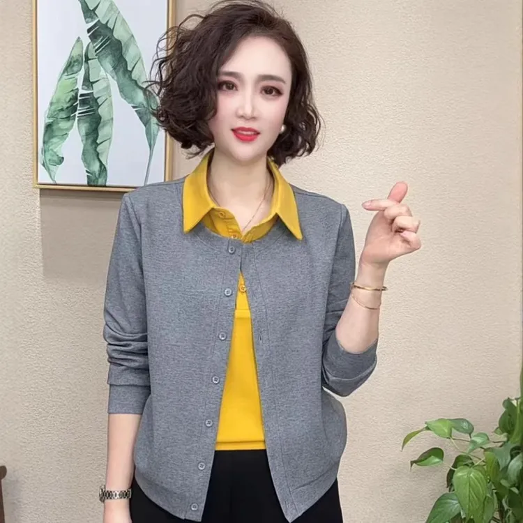 2025春季款时尚假两件洋气百搭气质减龄女装上衣