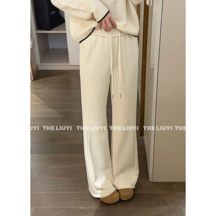 【LIUYI】报恩裤～显腿长羊毛混纺加绒加厚抽绳微喇长裤511025