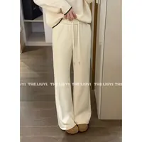 【LIUYI】报恩裤～显腿长羊毛混纺加绒加厚抽绳微喇长裤511025