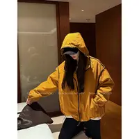 Glele私服「小南瓜棉服」设计感韩系百搭拉链连帽冲锋衣外套女
