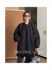 X.x.高端韩系褶皱棉服外套女长袖新款设计感休闲夹克上衣316