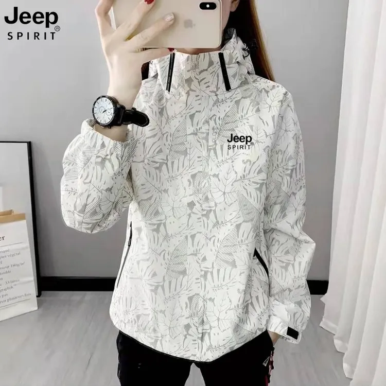 Jeep吉普冲锋衣女春秋2025新款防风防水登山情侣风衣夹克跑步外套