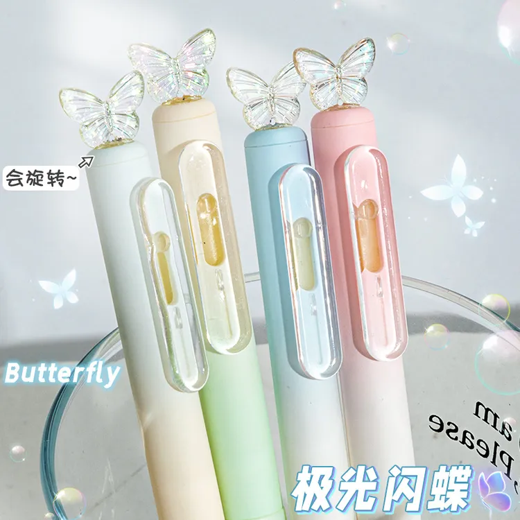 中性笔渐变按动中性笔高颜值CS速干刷题笔学生用黑笔芯