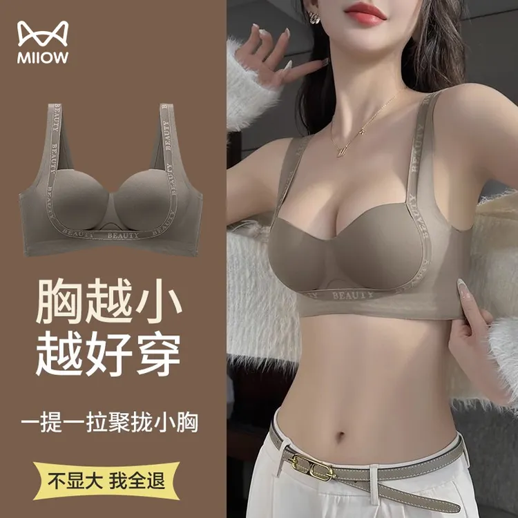 猫人内衣女聚拢小胸显大收副乳防下垂无痕提拉女士无钢圈文胸上托
