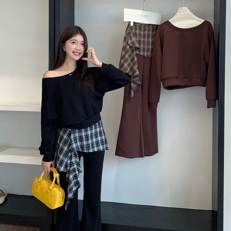 小众炸街高级感高级感斜肩卫衣女复古新款网红网红新款潮牌女装