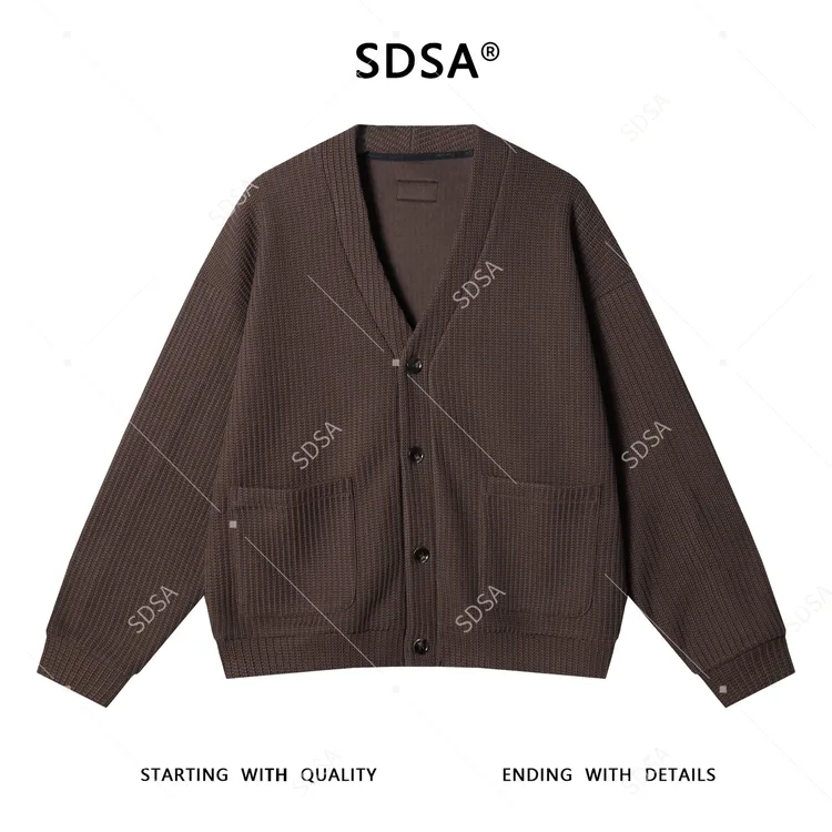 SDSA男士秋冬新款痞帅男装潮牌纯色纽扣领针织外套时尚百搭外套