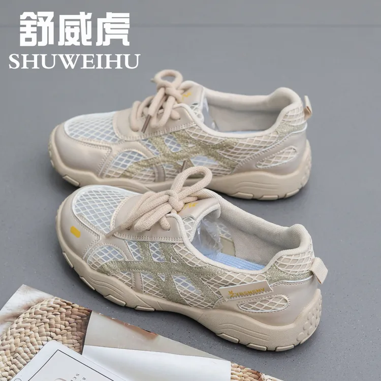 夏季新款网面运动鞋网鞋时尚百搭休闲透气德训鞋小众阿甘鞋女