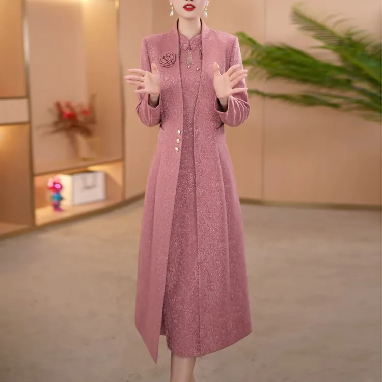 喜婆婆婚宴装2025新款轻奢结婚订婚妈妈礼服中式国风两件套连衣裙