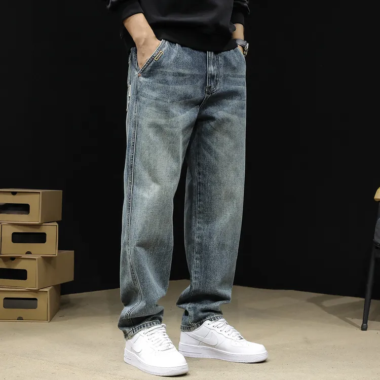 2025宽松百搭裤子潮牌男士年春季新款大码直筒宽松型中腰拉链开襟