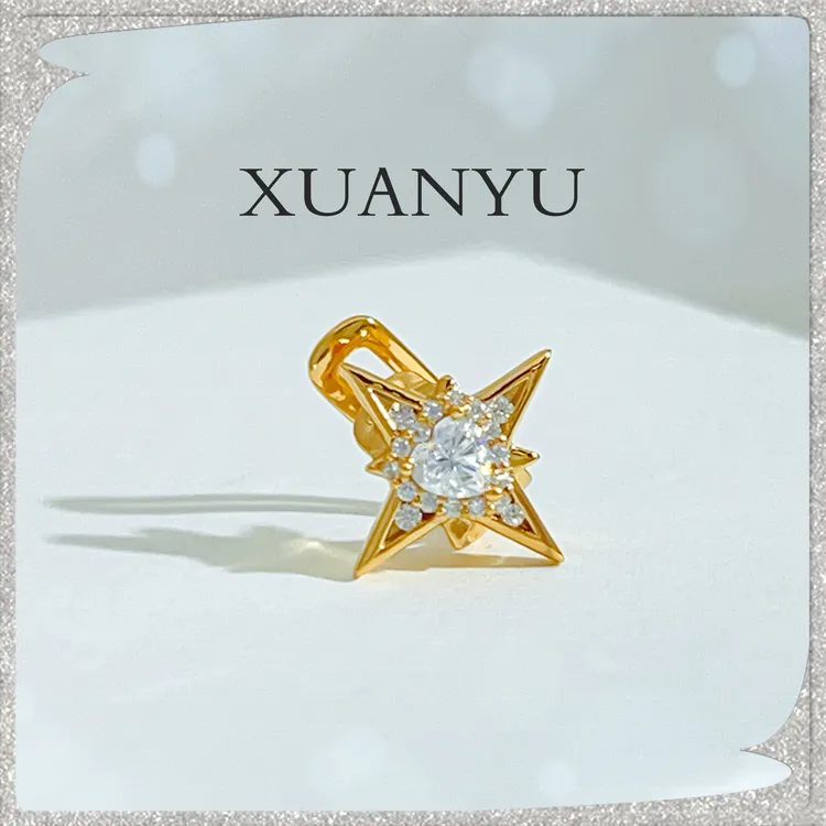 925银莫桑石耳饰 芒星耳夹 时尚潮酷修饰脸型 XY-ES003气质单只