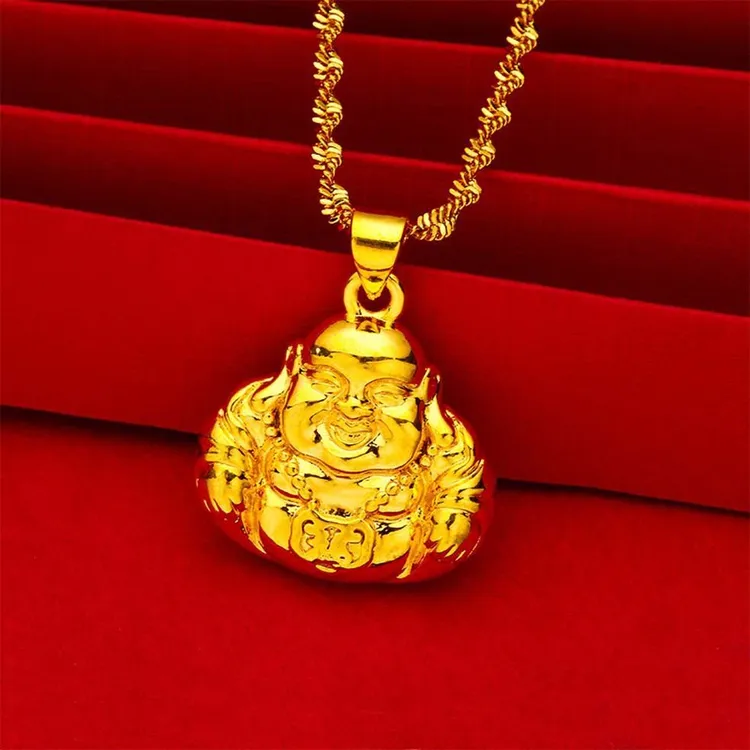 铜合金项链 新款长款笑佛项链高定款充场面婚礼平替节日送礼必备