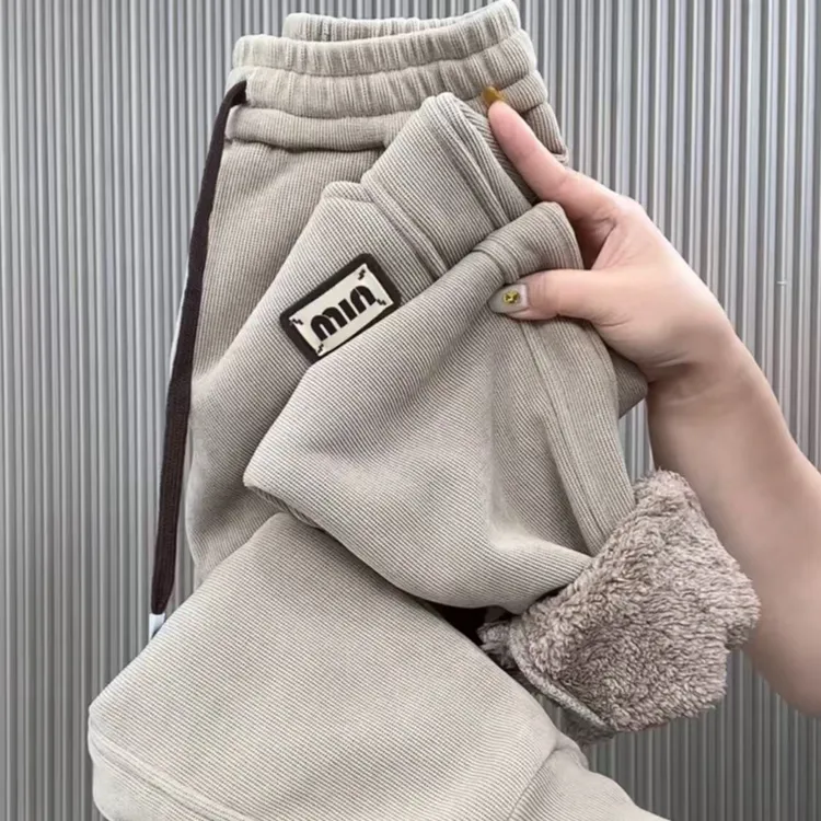 2025冬季新款百搭加绒加厚束脚休闲裤女保暖洋气显瘦洋气哈伦裤女