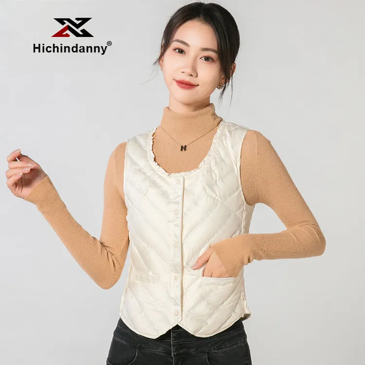 HICHIN羽绒马甲女冬季新款内穿轻薄修身背心贴身保暖打底内胆马夹