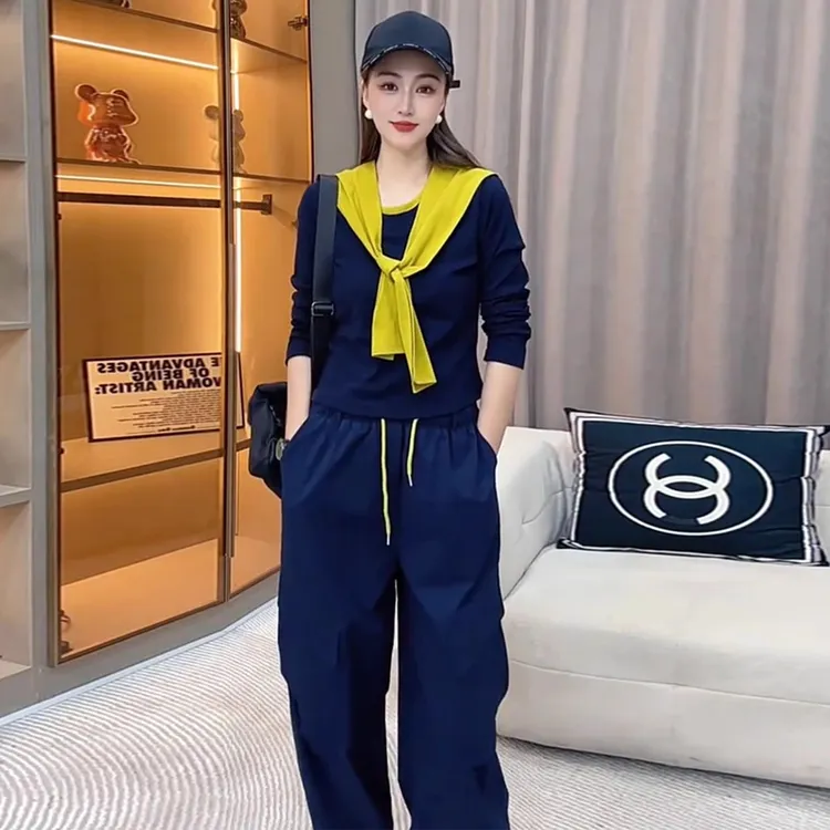 时尚韩系套装女秋季新款洋气设计感长袖上衣披肩三件套高智感穿搭