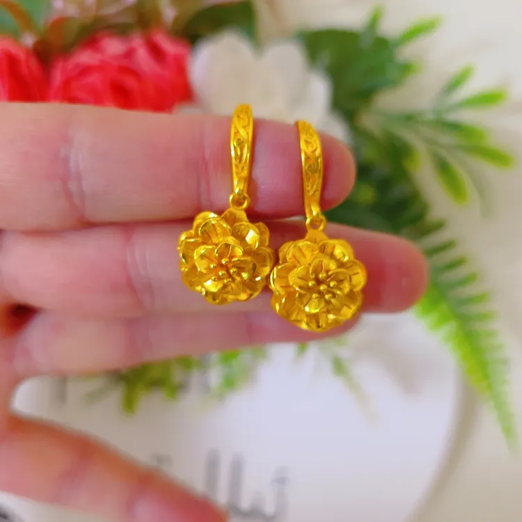 铜合金耳饰 植物花卉鞋/包包/衣裤金色女耳环耳饰精美耳圈气质