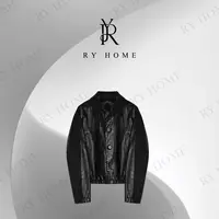 【容雨RYHOME】100%绵羊皮油蜡翻领短款真皮外套253W2492