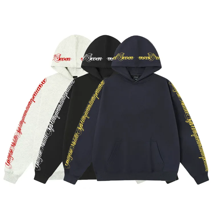 美式复古连体字母刺绣连帽卫衣情侣休闲长袖帽衫外套男女款春秋