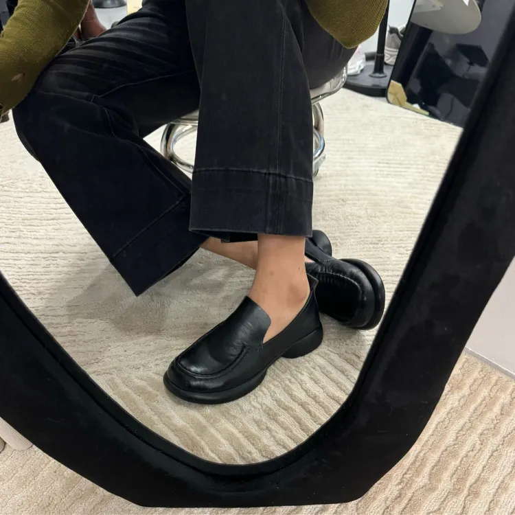 【牛皮版乐福鞋3cm】软底软面舒适百搭复古厚底豆豆鞋工作鞋