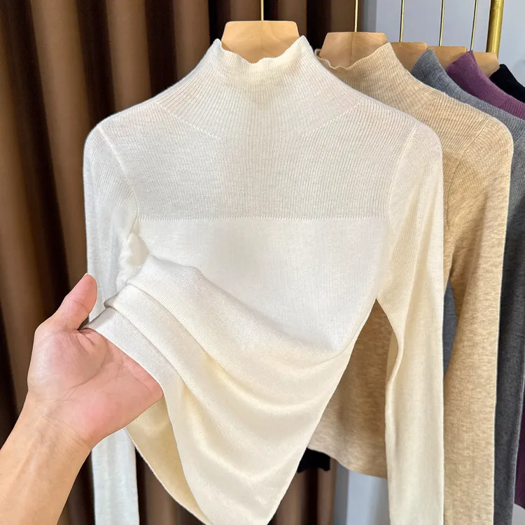 高领毛针织打底衫女高级感2025新款秋冬毛衣修身软糯内搭洋气小衫