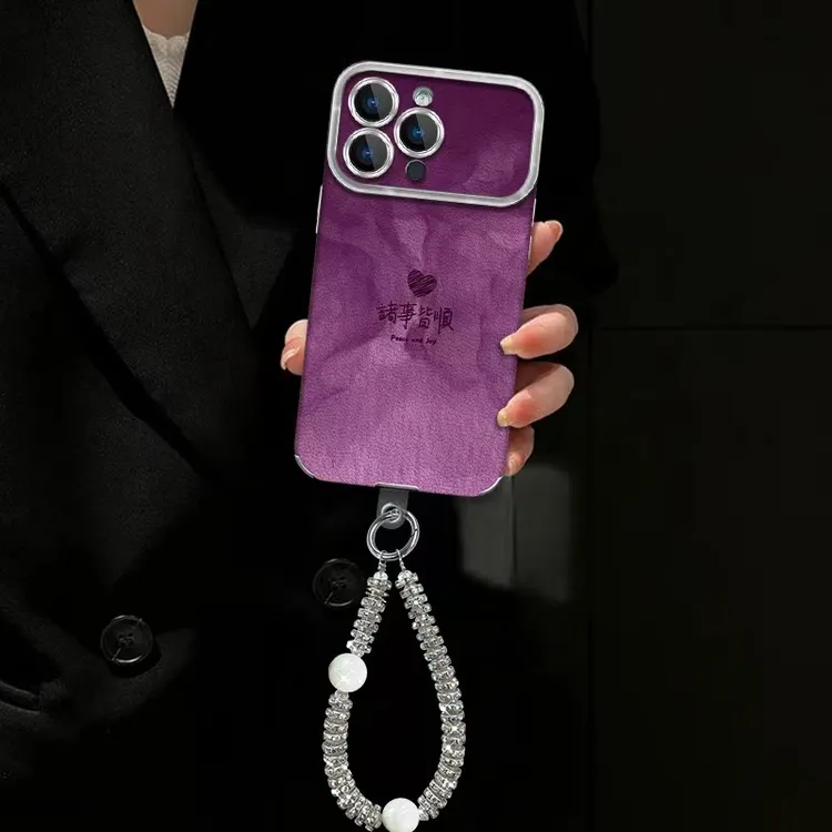 诸事皆顺适用苹果vivo华为oppo小米iPhone17大视窗羊皮全包手机壳