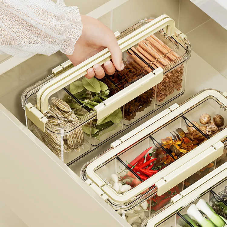 香料收纳盒手提式大容量家用厨房分格辣椒佐料大料花椒密封调料盒