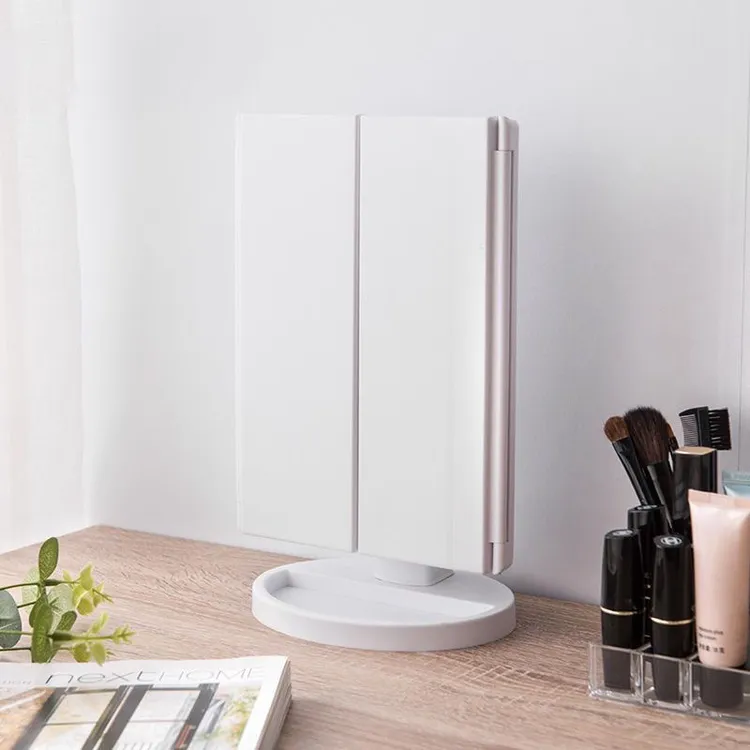 家用化妆镜梳妆台成人黑色梳妆镜白色台式灯条化妆镜