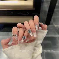【冰莓式】氛围感爆闪渐变蜜桃色纯手工穿戴甲