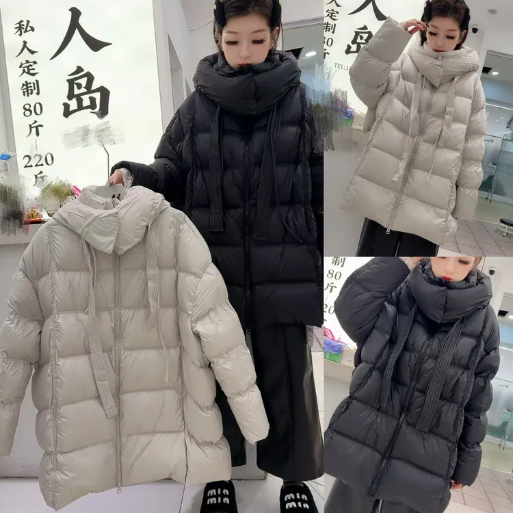 8823飘带连帽羽绒外套（衣长80左右)
