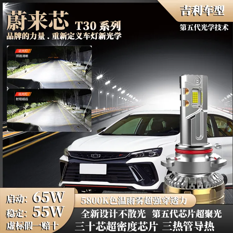 【吉利65W】激光30芯超亮汽车LED灯帝豪远景博越PRO缤越博瑞缤瑞