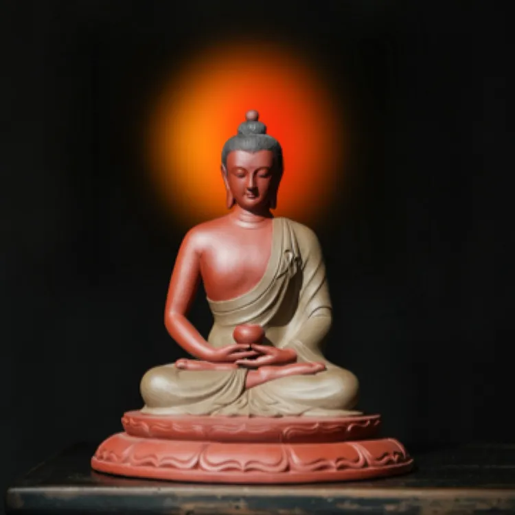 紫砂释迦牟尼佛全手工雕塑宜兴出品精品大摆件