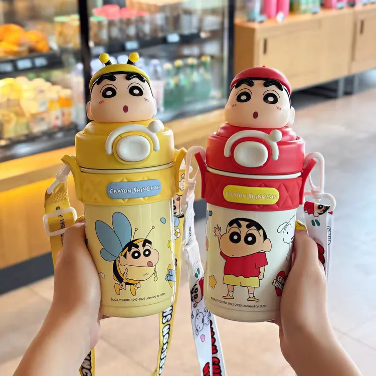 蜡笔小新儿童316不锈钢吸管保温杯学生上学专用新款水杯