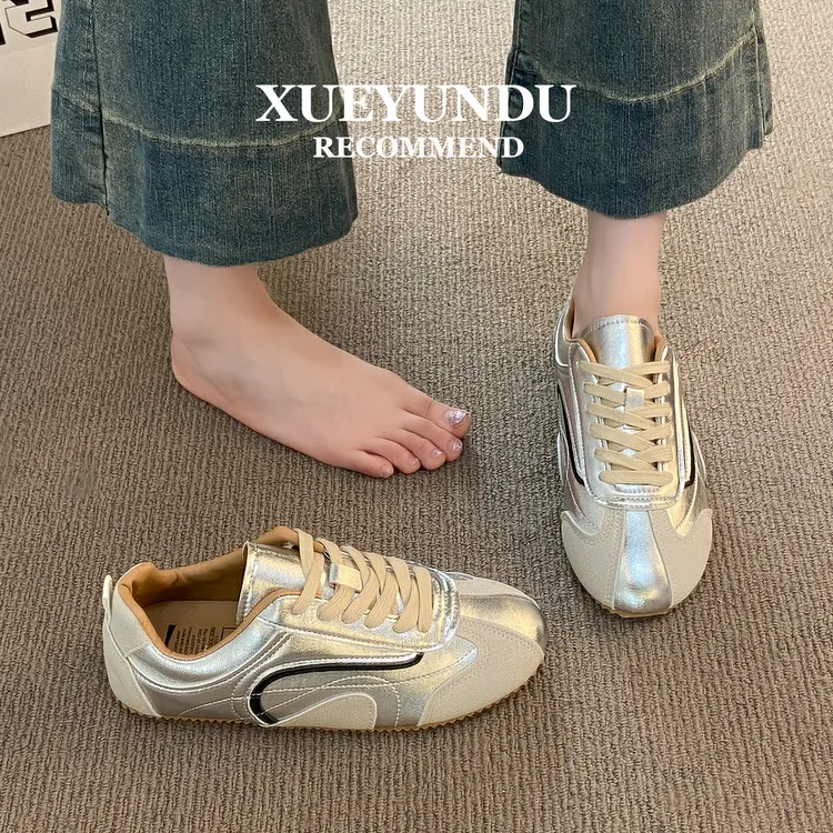 韩版2025新款平底显脚小德训鞋女ins潮小众百搭休闲运动单鞋时尚