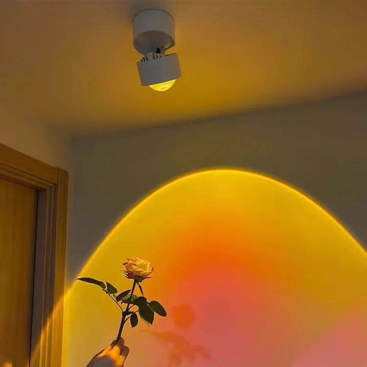 日不落射灯玄关装饰画氛围感射灯过道日落夕阳红嵌入式东方红射灯