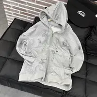 欧定版克心&KT喵灰色慵懒宽松外套卫衣毛圈