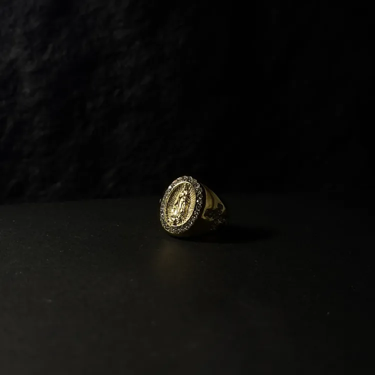铜合金锆石戒指 TAND｜圣母饰品钛男士戒指镀金镶钻嘻哈钢vintage