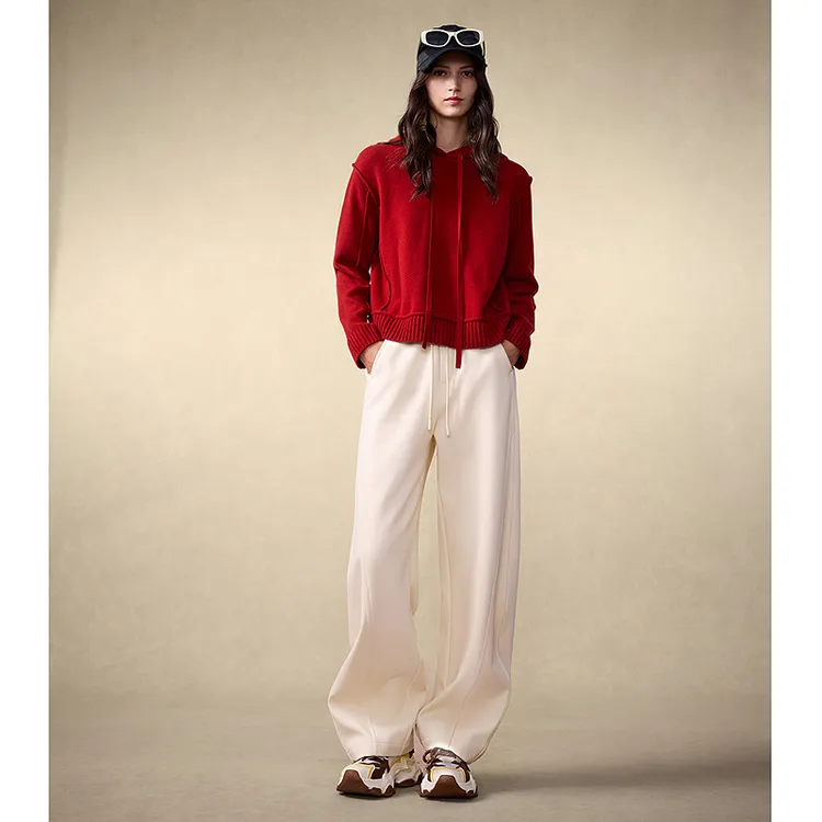 【商场同款】菀草壹2025冬慵懒风米白色弯裤休闲裤女K28702551