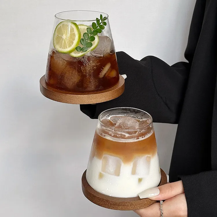 创意富士山玻璃杯ins风冰美式拿铁咖啡杯家用冷饮杯饮料水杯微醺
