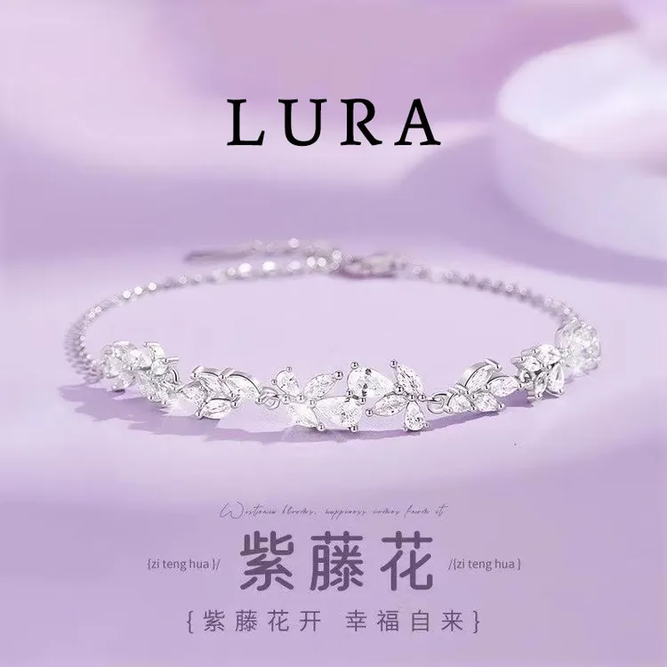 925银手链 925银【紫藤花手链】轻奢高级七夕节礼物送女友