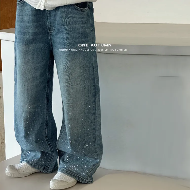 现货「壹秋.ONE AUTUMN」【闪耀地球】牛仔裤女童春季直筒阔腿裤