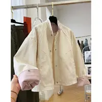 D02068韩系高级感撞色立领短款外套女超好看独特漂亮休闲工装夹克