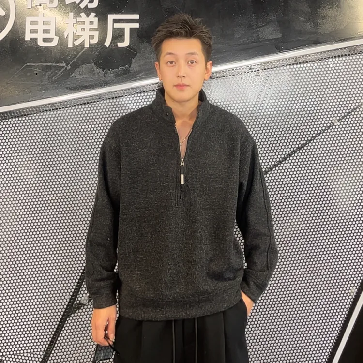 男士加绒加厚半拉链立领卫衣秋冬韩版宽松休闲长袖保暖百搭上衣