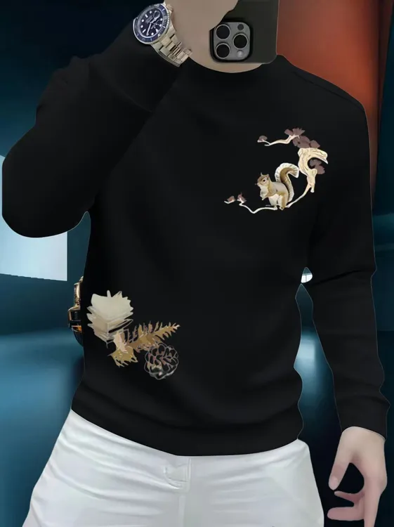 25新款秋冬新款时尚潮牌男士百搭印花字母卫衣修身圆领长袖上衣