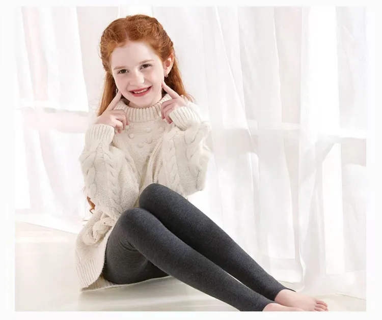 儿童保暖加绒加厚款中高腰针织打底裤秋冬保暖裤加厚裤袜