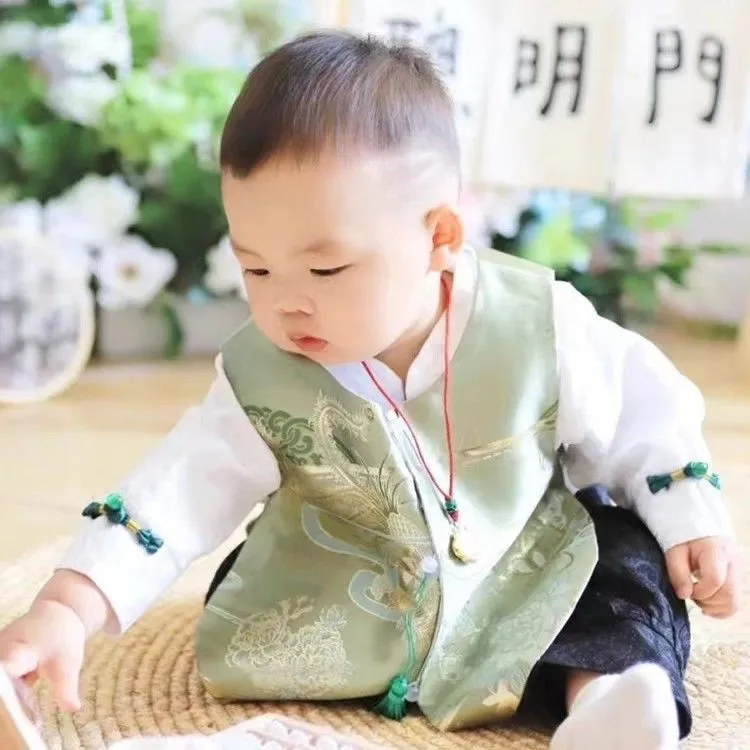 男宝周岁礼服抓周服生日服装中式唐装套装百天满月冠衣中国风喜庆